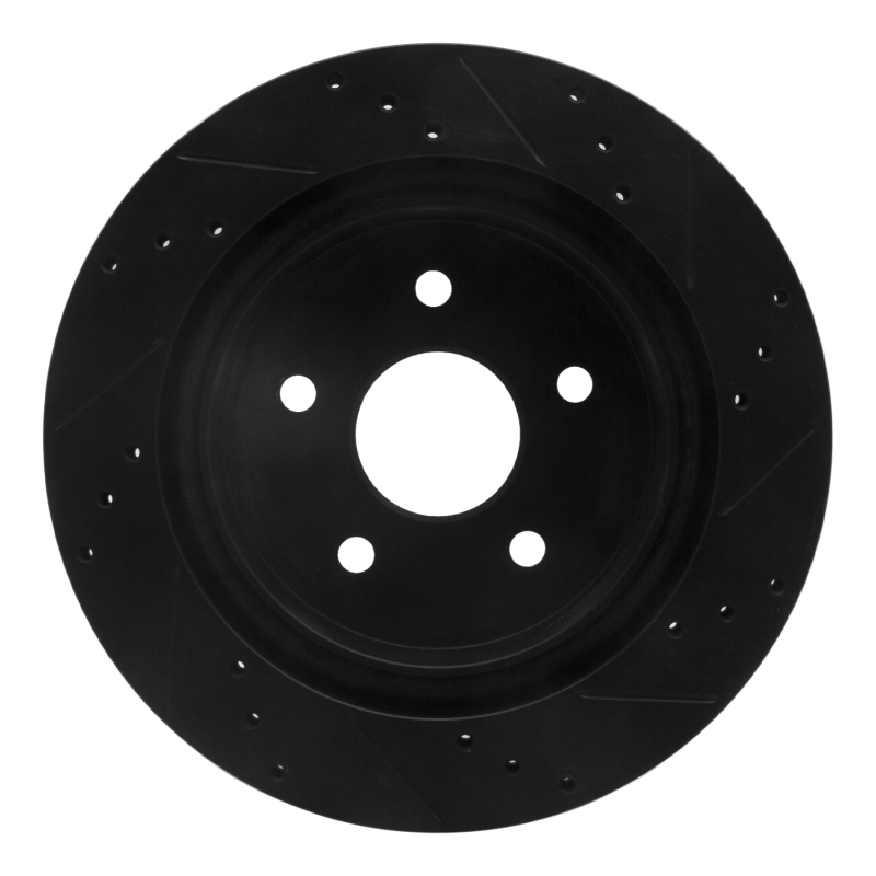 Dodge Ram 1500 Brake Rotor (1) - Rear Left - R1 Concepts - Drilled & Slotted - Black - `04-`06